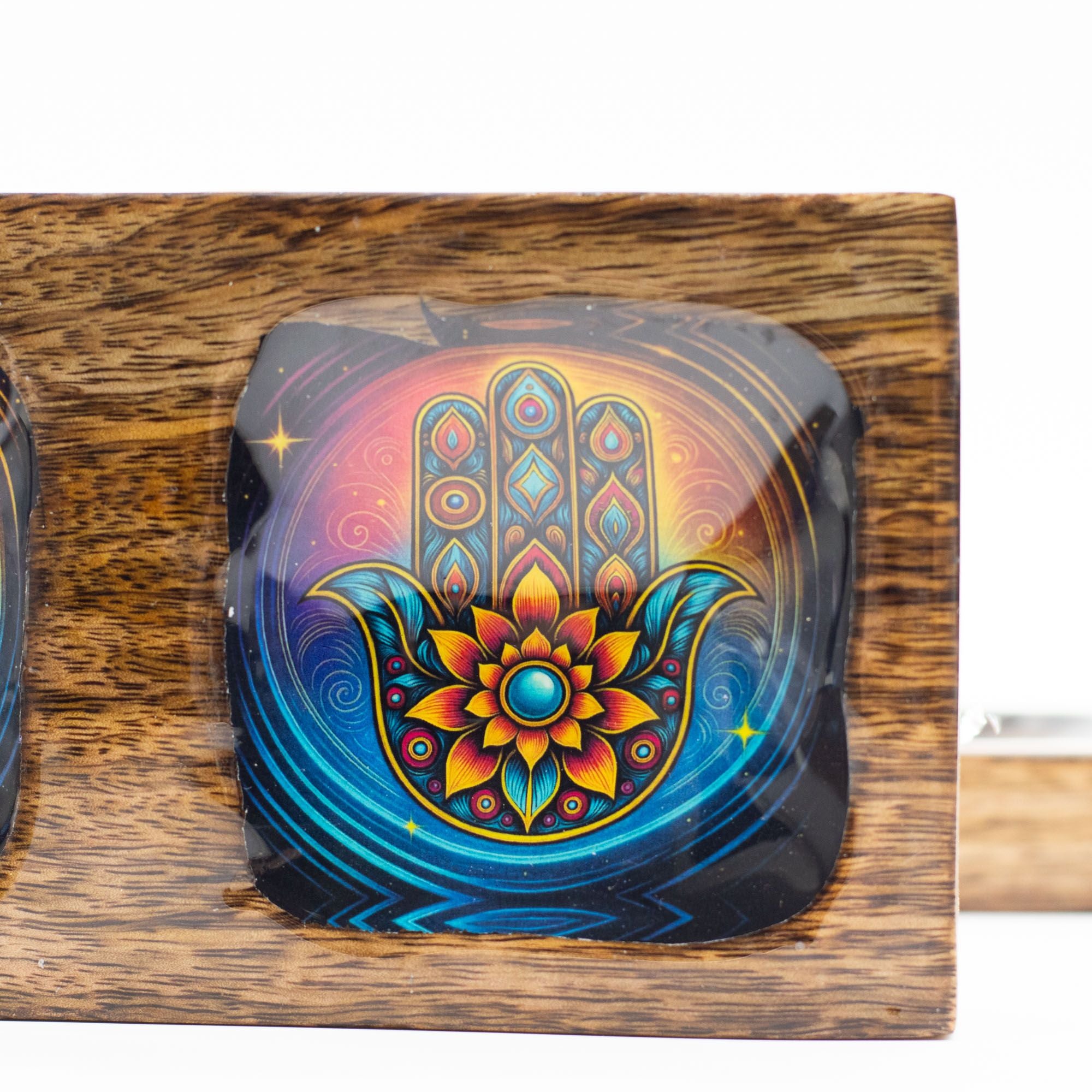 Med Enamelled Mango Tray Set - Hamsa